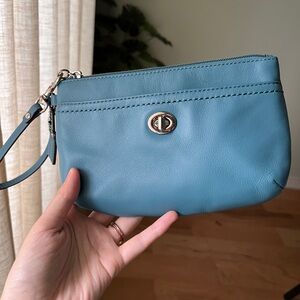 Coach large leather turnlock wristlet